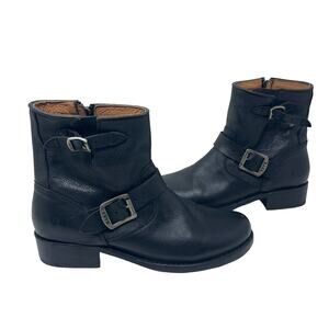 Frye Vicky Black Leather harness Boots Sz 9
